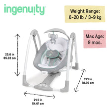Load image into Gallery viewer, Ingenuity - PowerAdapt ConvertMe Swing-2-Seat Portable Swing - Swell (with music)