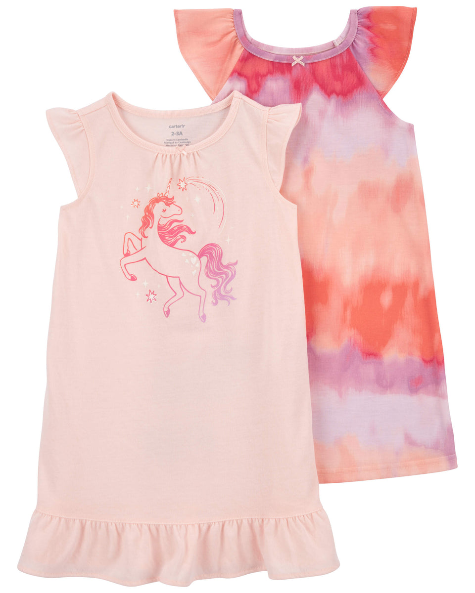 Carter's 2pc Toddler Girl Unicorn Gowns Sleepwear Set Cute as a Button
