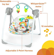 Cargar imagen en el visor de la galería, Bright Starts Playful Paradise Portable Compact Baby Swing with Music