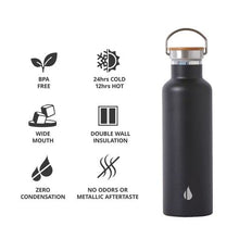Load image into Gallery viewer, Elemental Classic 740ml Stainless Steel Water Bottle - Black