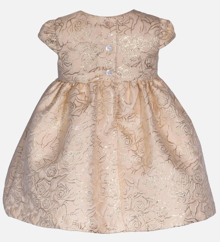 Bonnie Jean Baby Girl Tori Golden Dress with Faux Fur Cardigan Cute as a Button Bonnie Jean Baby Girl Tori Golden Dress with Faux Fur Cardigan Cute as a Button