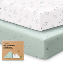 Carregar imagem no visualizador da galeria, Keababies 2pk Gentle Bamboo Fitted Mini Crib Sheets (Bunnies)