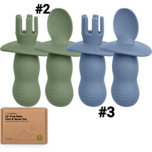 Load image into Gallery viewer, Keababies 2pc Lil’ Prep Baby Fork & Spoon (Slate)