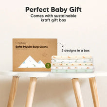 Load image into Gallery viewer, Keababies 5pk Softe Muslin Baby Burp Cloth (Roarsome)