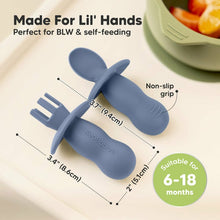 Load image into Gallery viewer, Keababies 2pc Lil’ Prep Baby Fork & Spoon (Slate)