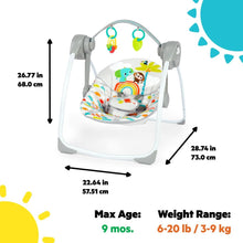 Cargar imagen en el visor de la galería, Bright Starts Playful Paradise Portable Compact Baby Swing with Music