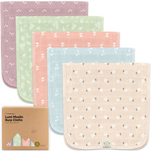 Afbeelding in Gallery-weergave laden, Keababies 5pk Lumi Muslin Burp Cloths - Bloom