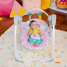 Load image into Gallery viewer, Bright Starts Pink Playful Paradise Portable Swing with Music
