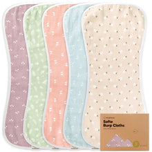 Load image into Gallery viewer, Keababies 5pk Softe Muslin Baby Burp Cloth (Blooms)