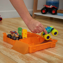 Load image into Gallery viewer, Hot Wheels Monster Trucks Fuel N’ Go Playset With 1:64 Scale Motosaurus Toy Truck & 2 Crushed Cars