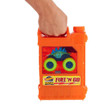 Load image into Gallery viewer, Hot Wheels Monster Trucks Fuel N’ Go Playset With 1:64 Scale Motosaurus Toy Truck & 2 Crushed Cars