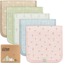 Afbeelding in Gallery-weergave laden, Keababies 5pk Lumi Muslin Burp Cloths - Wild Bloom