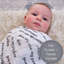 Carregar imagem no visualizador da galeria, Lollybanks Muslin Swaddle Blanket - You are my Sunshine