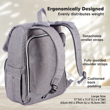 Load image into Gallery viewer, KeaBabies Explorer Diaper Backpack - Classic Gray