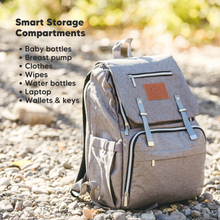 Load image into Gallery viewer, KeaBabies Explorer Diaper Backpack - Classic Gray