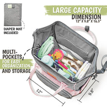 Load image into Gallery viewer, KeaBabies Original Diaper Backpack - Pink/Gray