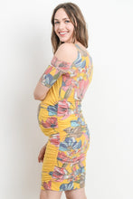 Load image into Gallery viewer, Hello Miz Floral Cut Out Shoulder Maternity Dress - Yellow

