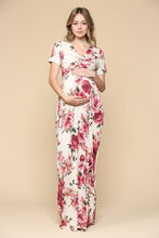Load image into Gallery viewer, Hello Miz Floral Surplice Maternity/Nursing Maxi Dress - Ivory
