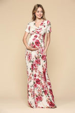 Cargar imagen en el visor de la galería, Hello Miz Floral Surplice Maternity/Nursing Maxi Dress - Ivory
