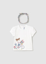 Load image into Gallery viewer, Mayoral Baby Girl White Tee with headwrap
