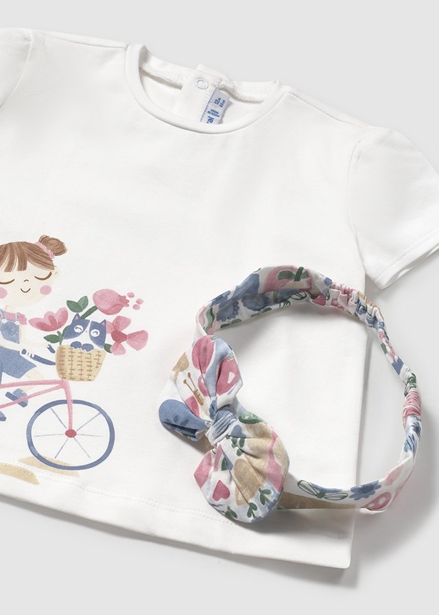 Mayoral Baby Girl White Tee with headwrap