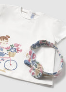 Mayoral Toddler Girl White Tee with headwrap