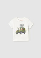 Mayoral Toddler Boy White Animal Jeep Tee