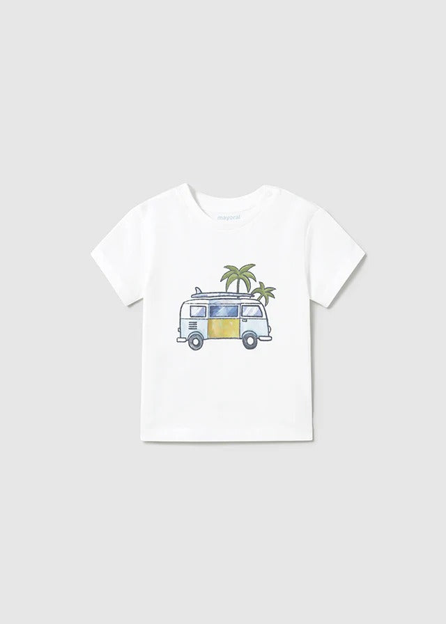 Mayoral Toddler Boy White Beach Van Tee