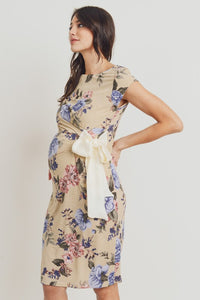 Hello Miz Floral Adjustable Side Tie Maternity Dress
