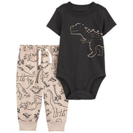 Carter's 2pc Baby Boy Dino Bodysuit and Brown Pants Set