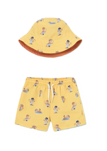 Load image into Gallery viewer, Mayoral Baby Boy 2pc Yellow Swim Shorts and Cap Set
