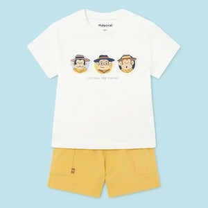 Mayoral Baby Boy 2pc White Tee and Yellow Shorts Set