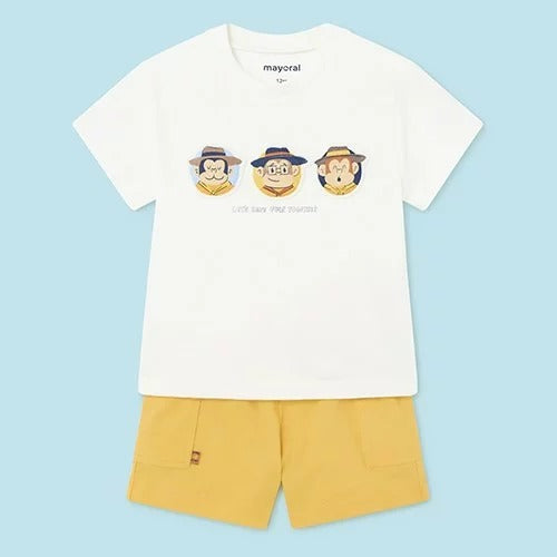 Mayoral Baby Boy 2pc White Tee and Yellow Shorts Set