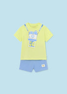 Mayoral 2pc Baby Boy Lime Tee and Blue Shorts Set