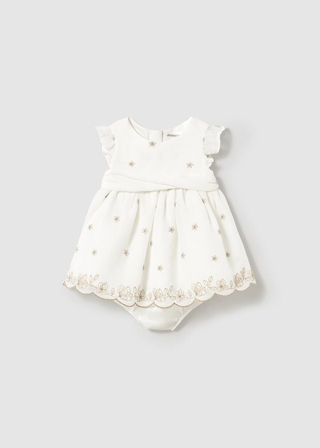 Mayoral Baby Girl Linen Cream Floral Dress