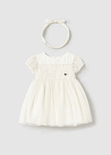 Carregar imagem no visualizador da galeria, Mayoral Baby Girl Ivory Sparkle Dress with headwrap
