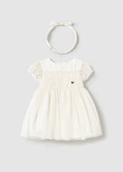 Mayoral Baby Girl Ivory Sparkle Dress with headwrap