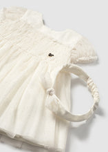 Carregar imagem no visualizador da galeria, Mayoral Baby Girl Ivory Sparkle Dress with headwrap
