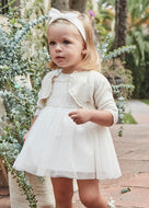 Mayoral Toddler Girl Ivory Glitter Dress with headwrap
