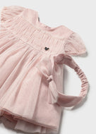 Mayoral Baby Girl Pink Sparkle Dress with headwrap