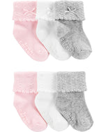 Carter's Baby Girl 6pk Multi color Crew Bootie Socks