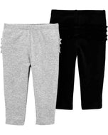 Carter's 2pc Baby Girl Black/ Grey Soft Pants Set