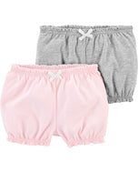 Carter's 2pc Baby Girl Grey and Pink Bubble Shorts Set