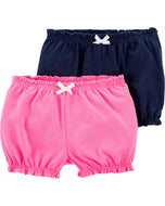 Carter's 2pc Baby Girl Navy and Pink Bubble Shorts Set