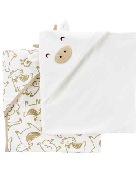 Carter's 2pc Baby Neutral Ivory Hooded Towels