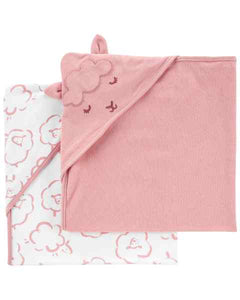 Carter's 2pc Baby Pink Hooded Towels