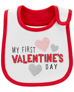 Carter's Baby Neutral Bibs - Red My First Valentine's Day