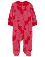 Carter's Baby Neutral Red Hearts Valentine 2-way Zip Footie Coverall