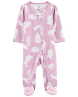 Carter's Baby Girl Purple Animals Zip-Up Footie Coverall Sleepwear