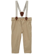 OshKosh Baby Boy Khaki Pants with Suspender Set